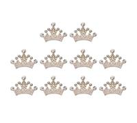 PATIKIL 10Pcs Crown Charms, 1.26" x 0.98" Mini Metal Rhinestone Crystal Crown Embellishments Bulk DIY Handmade Phone Case Clothes Decor Party, Gold Tone