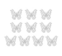 PATIKIL 10Pcs Embroidery Lace Butterfly Applique, 1.6"x2"Butterfly Sew Iron On Patch with Double Layer Organza Appliques for Clothing Wedding Dresses DIY Clothes Craft, Gray