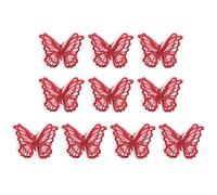 PATIKIL 10Pcs Embroidery Lace Butterfly Applique, 1.6"x2"Butterfly Sew Iron On Patch with Double Layer Organza Appliques for Clothing Wedding Dresses DIY Clothes Craft, Wine Red