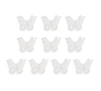 PATIKIL 10Pcs Embroidery Lace Butterfly Applique, 1.6"x2"Butterfly Sew Iron On Patch with Double Layer Organza Appliques for Clothing Wedding Dresses DIY Clothes Craft, White