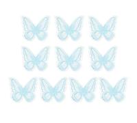 PATIKIL 10Pcs Embroidery Lace Butterfly Applique, 2"x2.4"Butterfly Sew Iron On Patch with Double Layer Organza Appliques for Clothing Wedding Dresses DIY Clothes Craft, Light Blue