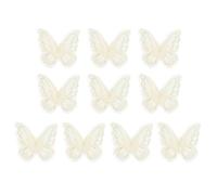 PATIKIL 10Pcs Embroidery Lace Butterfly Applique, 2"x2.4"Butterfly Sew Iron On Patch with Double Layer Organza Appliques for Clothing Wedding Dresses DIY Clothes Craft, Beige