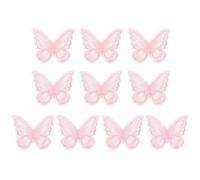 PATIKIL 10Pcs Embroidery Lace Butterfly Applique, 2"x2.4"Butterfly Sew Iron On Patch with Double Layer Organza Appliques for Clothing Wedding Dresses DIY Clothes Craft, Pink