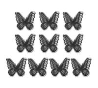PATIKIL 10Pcs Embroidery Lace Butterfly Applique, 2"x2.4"Butterfly Sew Iron On Patch with Double Layer Organza Appliques for Clothing Wedding Dresses DIY Clothes Craft, Black