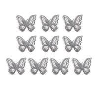 PATIKIL 10Pcs Embroidery Lace Butterfly Applique, 2"x2.4"Butterfly Sew Iron On Patch with Double Layer Organza Appliques for Clothing Wedding Dresses DIY Clothes Craft, Silver Gray