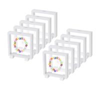 PATIKIL 10Pcs Floating Display Case, 4.3 Inch Plastic Challenge Coin Display Stand Holder Frames Transparent PE Jewelry Storage Box for Necklace Medal Medallion Stamps, White