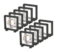 PATIKIL 10Pcs Floating Display Case, 4.3 Inch Plastic Challenge Coin Display Stand Holder Frames Transparent PE Jewelry Storage Box for Necklace Medal Medallion Stamps, Black