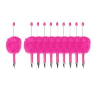 PATIKIL 10Pcs Fluffy Beadable Pens, Plush Fuzzy Plastic Bead Pen Bead Ballpoint for DIY Gift Writing Office Supplies, Pink