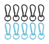 PATIKIL 10Pcs Keychain Clips with O Rings, Black/Blue Small Metal Alloy Key Ring Holder Snap Hook Keychain Clips Buckle for Women Men Multipurpose Outdoor Camping Hiking Travelling