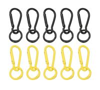 PATIKIL 10Pcs Keychain Clips with O Rings, Black/Yellow Small Metal Alloy Key Ring Holder Snap Hook Keychain Clips Buckle for Women Men Multipurpose Outdoor Camping Hiking Travelling
