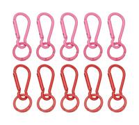 PATIKIL 10Pcs Keychain Clips with O Rings, Red/Rose Red Small Metal Alloy Key Ring Holder Snap Hook Keychain Clips Buckle for Women Men Multipurpose Outdoor Camping Hiking Travelling