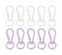 PATIKIL 10Pcs Keychain Clips with O Rings, White/Purple Small Metal Alloy Key Ring Holder Snap Hook Keychain Clips Buckle for Women Men Multipurpose Outdoor Camping Hiking Travelling