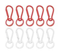 PATIKIL 10Pcs Keychain Clips with O Rings, White/Red Small Metal Alloy Key Ring Holder Snap Hook Keychain Clips Buckle for Women Men Multipurpose Outdoor Camping Hiking Travelling