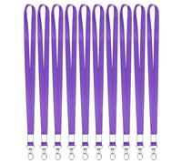 PATIKIL 10Pcs Lanyards Bulk, 43cm Badge Lanyard Neck Polyester with Lobster Clasp for ID Badge Keys Worker Name Tag Wallet Cruise Phone Events Office, Purple