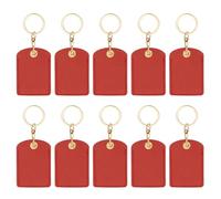 PATIKIL 10pcs Leather Keychain Blanks, 70mm Keychain Blanks PU Leather Key Chain Bulk Keyring with Rings for Name Tag Dog Cat Collar Keys, Rectangular,Red