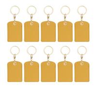 PATIKIL 10pcs Leather Keychain Blanks, 70mm Sublimation Keychain Blanks PU Leather Key Chain Bulk Keyring with Rings for Name Tag Dog Cat Collar Keys, Rectangular,Yellow