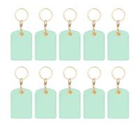 PATIKIL 10pcs Leather Keychain Blanks, 70mm Sublimation Keychain Blanks PU Leather Key Chain Bulk Keyring with Rings for Name Tag Dog Cat Collar Keys, Rectangular,Green