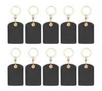 PATIKIL 10pcs Leather Keychain Blanks, 70mm Sublimation Keychain Blanks PU Leather Key Chain Bulk Keyring with Rings for Name Tag Dog Cat Collar Keys, Rectangular,Black