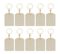 PATIKIL 10pcs Leather Keychain Blanks, 70mm Sublimation Keychain Blanks PU Leather Key Chain Bulk Keyring with Rings for Name Tag Dog Cat Collar Keys, Rectangular,Grey