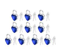 PATIKIL 10Pcs Mini Diary Padlock, Small Metal Heart Shaped Lock Mini Keyed Padlocks with 2 Keys for Diary Book Suitcase Jewelry Box Backpack Luggage, Dark Blue