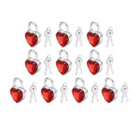 PATIKIL 10Pcs Mini Diary Padlock, Small Metal Heart Shaped Lock Mini Keyed Padlocks with 2 Keys for Diary Book Suitcase Jewelry Box Backpack Luggage, Dark Red