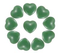 PATIKIL 10Pcs Natural Heart Shaped Crystal Stone, 0.8" Polished Love Gemstone Crystal, Pocket Rock Engraved Worry Stones for Women Valentines Gift Meditation 0.24" Thick, Green Jade