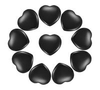 PATIKIL 10Pcs Natural Heart Shaped Crystal Stone, 0.8" Polished Love Gemstone Crystal, Pocket Rock Engraved Worry Stones for Women Valentines Gift Meditation 0.24" Thick, Black Obsidian