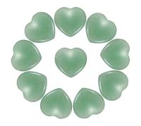PATIKIL 10Pcs Natural Heart Shaped Crystal Stone, 0.8" Polished Love Gemstone Crystal, Pocket Rock Engraved Worry Stones for Women Valentines Gift Meditation 0.24" Thick, Green Aventurine