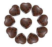 PATIKIL 10Pcs Natural Heart Shaped Crystal Stone, 1 Inch 1/4" Thick Mini Polished Love Gemstone Crystal, Pocket Rock Engraved Worry Stones for Women Gifts Meditation, Mahogany Obsidian