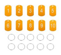 PATIKIL 10PCS Number Tags 1-10, Number Key Tags Aluminum Numbered Keychain Metal Rectangle with Key Rings for Organizer Field Sales Hangers Clothes Labels ID, Gold