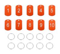 PATIKIL 10PCS Number Tags 1-10, Number Key Tags Aluminum Numbered Keychain Metal Rectangle with Key Rings for Organizer Field Sales Hangers Clothes Labels ID, Orange