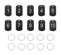 PATIKIL 10PCS Number Tags 1-10, Number Key Tags Aluminum Numbered Keychain Metal Rectangle with Key Rings for Organizer Field Sales Hangers Clothes Labels ID, Black