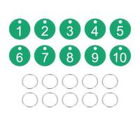 PATIKIL 10PCS Number Tags 1-10, Number Key Tags Plastic Numbered Keychain with Key Rings for Organizer Field Sales Hangers Clothes Labels ID, Green