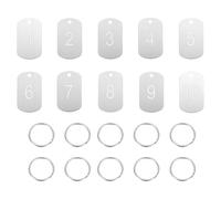 PATIKIL 10PCS Number Tags 1-10, Table Number Key Tags Aluminum Numbered Keychain Metal Rectangle with Key Rings for Organizer Field Sales Hangers Clothes Labels ID, Silver