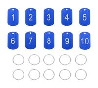 PATIKIL 10PCS Number Tags 1-10, Table Number Key Tags Aluminum Numbered Keychain Metal Rectangle with Key Rings for Organizer Field Sales Hangers Clothes Labels ID, Blue