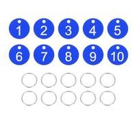 PATIKIL 10PCS Number Tags 1-10, Table Number Key Tags Plastic Numbered Keychain with Key Rings for Organizer Field Sales Hangers Clothes Labels ID, Blue