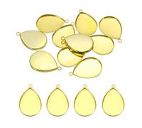 PATIKIL 10Pcs Pendant Trays for Jewelry Making, 18 x 24mm Blank Pendants Zinc Alloy Teardrop Bezel Settings Flat Base for Necklace Bracelet Photo Charm Art Making Supplies, Gold Tone