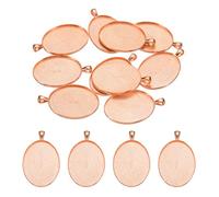PATIKIL 10Pcs Pendant Trays for Jewelry Making, 30 x 40mm Blank Pendants Zinc Alloy Oval Bezel Settings Flat Base for Necklace Bracelet Photo Charm Art Making Supplies, Rose Gold Tone