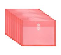 PATIKIL 10Pcs Plastic Envelopes with Button String Tie Closure, Letter A4 Size File Document Folders Envelopes for Home Work Office Organization, Red