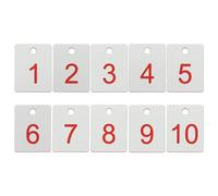 PATIKIL 10PCS Rectangle Number Tags 1-10, 3x4CM Table Number Key Tags Plastic Numbered with Hole for Organizer Drawing Prizes Field Sales Clothes Labels, White