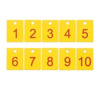 PATIKIL 10PCS Rectangle Number Tags 1-10, 3x4CM Table Number Key Tags Plastic Numbered with Hole for Organizer Drawing Prizes Field Sales Clothes Labels, Yellow Red