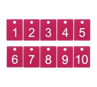PATIKIL 10PCS Rectangle Number Tags 1-10, 3x4CM Table Number Key Tags Plastic Numbered with Hole for Organizer Drawing Prizes Field Sales Clothes Labels, Rose Red