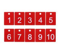 PATIKIL 10PCS Rectangle Number Tags 1-10, 3x4CM Table Number Key Tags Plastic Numbered with Hole for Organizer Drawing Prizes Field Sales Clothes Labels, Red