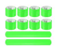 PATIKIL 10Pcs Reflective Arm Bands, 8.7" High Visibility Bands Reflector Running Gear Snap Bracelet for Night Walking Running Cycling, Green (Arc)