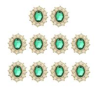 PATIKIL 10Pcs Rhinestone Buttons, Flatback Sew on Rhinestones with Metal Base Mirror Gems for Crafting Embellishments for Clothes Shoes Hats Bags, Dark Green