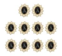 PATIKIL 10Pcs Rhinestone Buttons, Flatback Sew on Rhinestones with Metal Base Mirror Gems for Crafting Embellishments for Clothes Shoes Hats Bags, Black