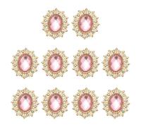 PATIKIL 10Pcs Rhinestone Buttons, Flatback Sew on Rhinestones with Metal Base Mirror Gems for Crafting Embellishments for Clothes Shoes Hats Bags, Light Pink