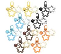 PATIKIL 10Pcs Star Keychain, Cute Keychain Charms Bulk Stars Bell Bag Charms Key Ring for Women Leather Handbags, Blue/Brown/Orange/Black/Yellow