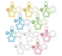 PATIKIL 10Pcs Star Keychain, Cute Keychain Charms Bulk Stars Bell Bag Charms Key Ring for Women Leather Handbags, Green/Yellow/Pink/Blue/White