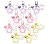 PATIKIL 10Pcs Star Keychain, Cute Keychain Charms Bulk Stars Bell Bag Charms Key Ring for Women Leather Handbags, Pink/Yellow/Purple